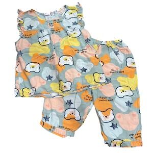 Kids Lucky Day Bear Print Pajama PJ Set XXL Sage Green Orange 2pc PJ Set Quirky